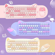 Teclado y Ratón Inalámbrico Kawaii con Diseño de Gato - Tienda Kawaii
