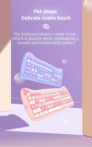 Teclado y Ratón Inalámbrico Kawaii con Diseño de Gato - Tienda Kawaii