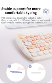 Teclado y Ratón Inalámbrico Kawaii con Diseño de Gato - Tienda Kawaii