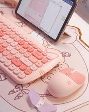 Teclado y Ratón Inalámbrico Kawaii con Diseño de Gato - Tienda Kawaii