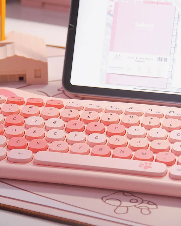 Teclado y Ratón Inalámbrico Kawaii con Diseño de Gato - Tienda Kawaii