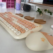 Teclado y Ratón Inalámbrico Kawaii con Diseño de Gato - Tienda Kawaii