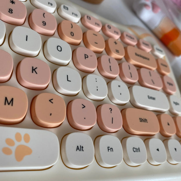 Teclado y Ratón Inalámbrico Kawaii con Diseño de Gato - Tienda Kawaii