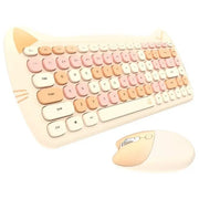 Teclado y Ratón Inalámbrico Kawaii con Diseño de Gato - Tienda Kawaii