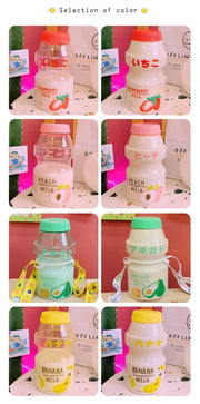 Botella De Agua Kawaii Con Diseño De Leche Afrutada - Tienda Kawaii