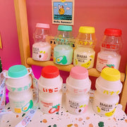 Botella De Agua Kawaii Con Diseño De Leche Afrutada - Tienda Kawaii
