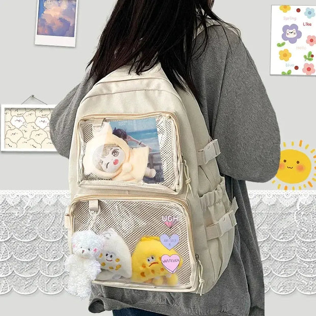 Mochila Transparente Kawaii De Gran Capacidad Para Escuela - Tienda Kawaii
