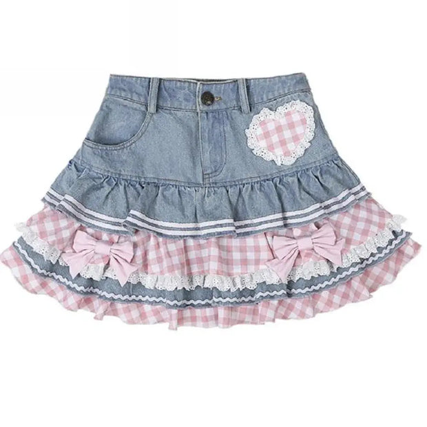 Minifalda Kawaii De Encaje Estilo Harajuku Y2K - Tienda Kawaii