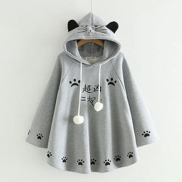 Poncho Con Capucha Orejas De Gato - Tienda Kawaii