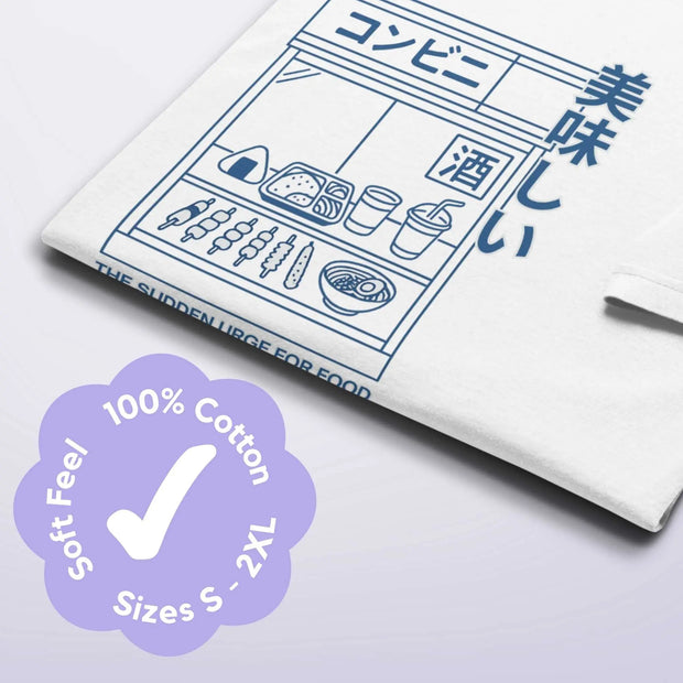 Camiseta Gráfica Unisex KONBINI De Algodón Japonés - Tienda Kawaii