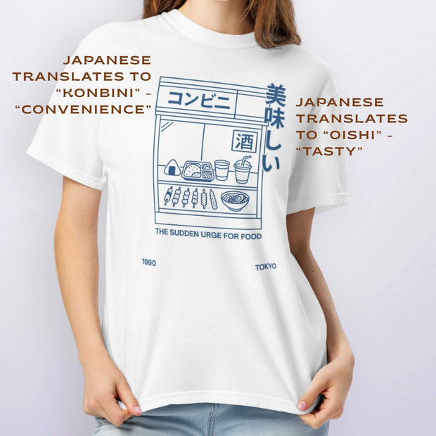 Camiseta Gráfica Unisex KONBINI De Algodón Japonés - Tienda Kawaii