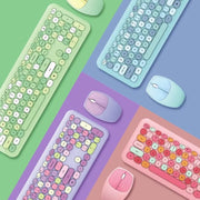 Teclado y Ratón Inalámbrico Macaron Pastel - Tienda Kawaii