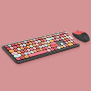 Teclado y Ratón Inalámbrico Macaron Pastel - Tienda Kawaii