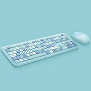 Teclado y Ratón Inalámbrico Macaron Pastel - Tienda Kawaii