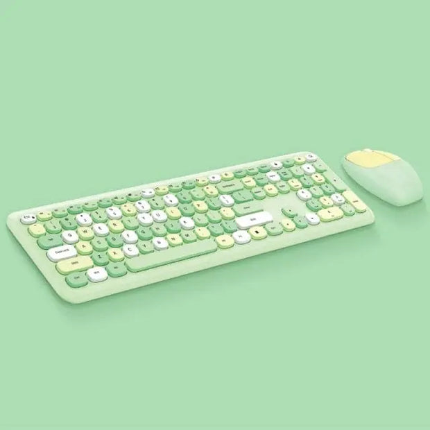 Teclado y Ratón Inalámbrico Macaron Pastel - Tienda Kawaii