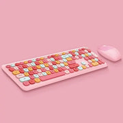 Teclado y Ratón Inalámbrico Macaron Pastel - Tienda Kawaii