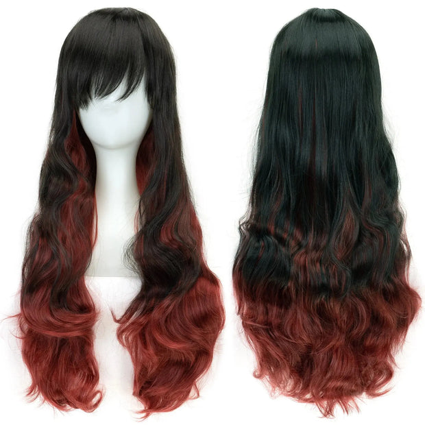 Peluca Larga Rizada Cosplay de Colores Arcoíris - Tienda Kawaii