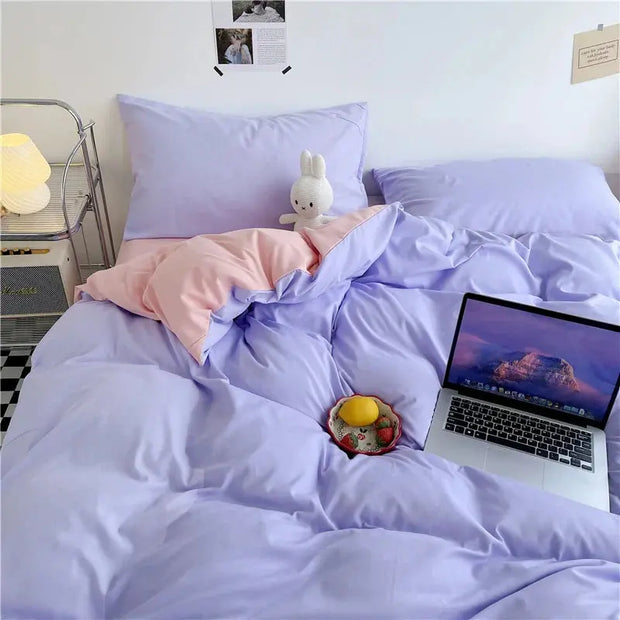 Juego De Funda Nórdica Coreana Algodón Lavado Pastel - Tienda Kawaii