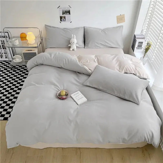 Juego De Funda Nórdica Coreana Algodón Lavado Pastel - Tienda Kawaii