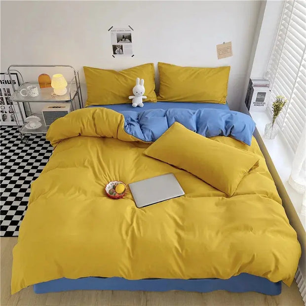 Juego De Funda Nórdica Coreana Algodón Lavado Pastel - Tienda Kawaii