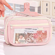 Estuche Grande con Cremallera Color Rosa Pastel - Tienda Kawaii