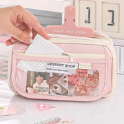 Estuche Grande con Cremallera Color Rosa Pastel - Tienda Kawaii