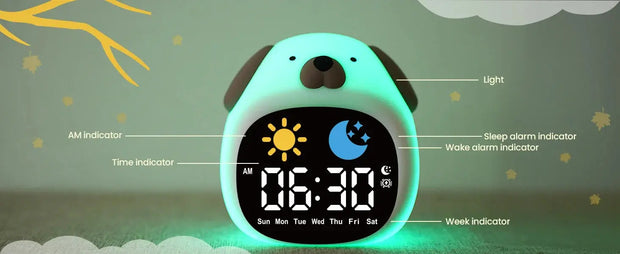 Reloj Despertador para Niños con Luz Nocturna en Forma de Perrito - Tienda Kawaii