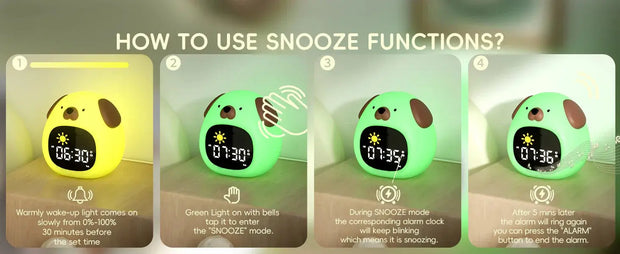 Reloj Despertador para Niños con Luz Nocturna en Forma de Perrito - Tienda Kawaii