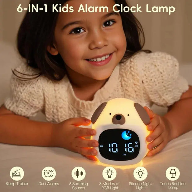 Reloj Despertador para Niños con Luz Nocturna en Forma de Perrito - Tienda Kawaii