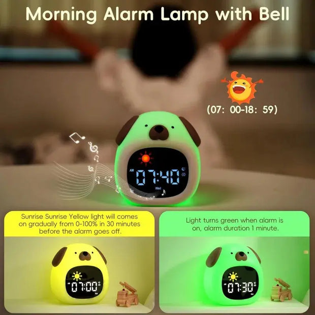 Reloj Despertador para Niños con Luz Nocturna en Forma de Perrito - Tienda Kawaii