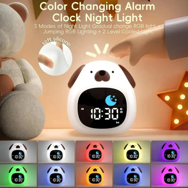 Reloj Despertador para Niños con Luz Nocturna en Forma de Perrito - Tienda Kawaii
