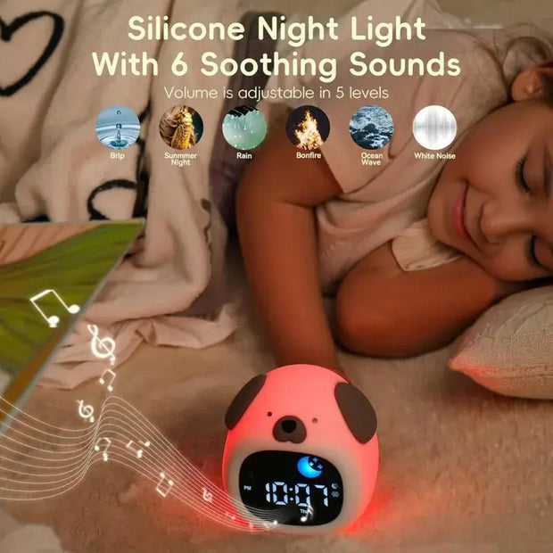 Reloj Despertador para Niños con Luz Nocturna en Forma de Perrito - Tienda Kawaii