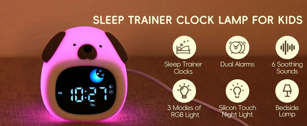 Reloj Despertador para Niños con Luz Nocturna en Forma de Perrito - Tienda Kawaii