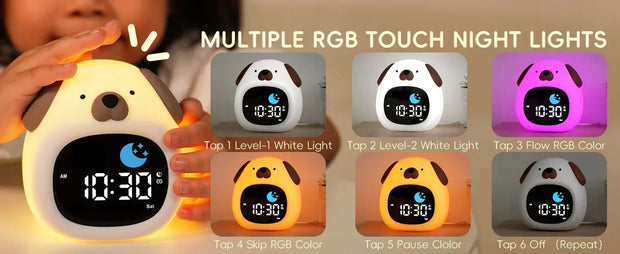 Reloj Despertador para Niños con Luz Nocturna en Forma de Perrito - Tienda Kawaii