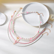 Collar Boho con Colgante Perla y Abalorios de Fresa Verano - Tienda Kawaii