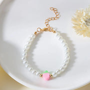 Collar Boho con Colgante Perla y Abalorios de Fresa Verano - Tienda Kawaii
