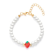 Collar Boho con Colgante Perla y Abalorios de Fresa Verano - Tienda Kawaii