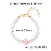 Collar Boho con Colgante Perla y Abalorios de Fresa Verano - Tienda Kawaii