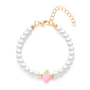 Collar Boho con Colgante Perla y Abalorios de Fresa Verano - Tienda Kawaii