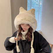 Gorro De Invierno De Orejas De Gato De Lana Suave - Tienda Kawaii