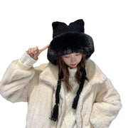 Gorro De Invierno De Orejas De Gato De Lana Suave - Tienda Kawaii