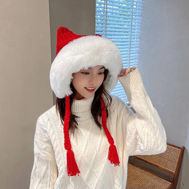 Gorro De Invierno De Orejas De Gato De Lana Suave - Tienda Kawaii