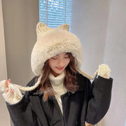Gorro De Invierno De Orejas De Gato De Lana Suave - Tienda Kawaii