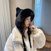 Gorro De Invierno De Orejas De Gato De Lana Suave - Tienda Kawaii
