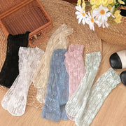 Calcetines De Encaje Floral Transparente Para Mujer - Tienda Kawaii